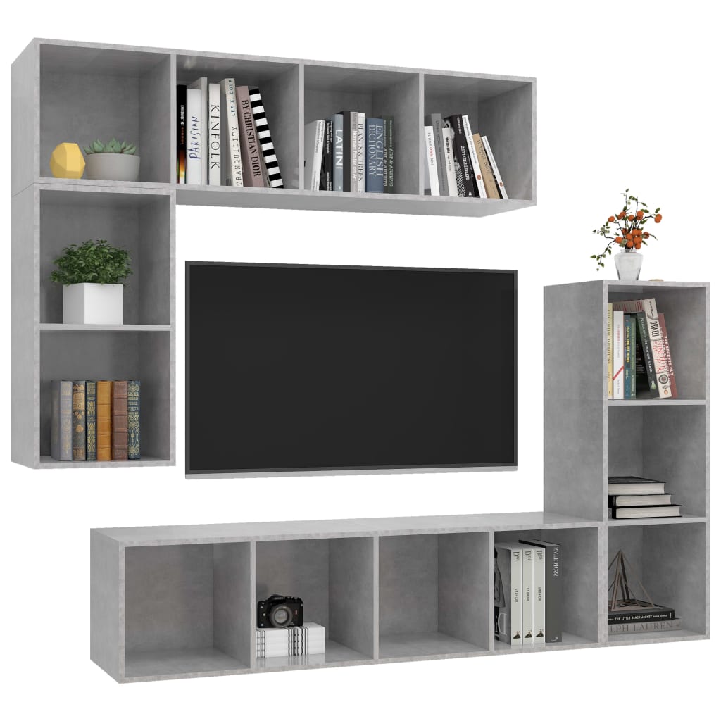 4-dijelni set TV ormarića siva boja betona drveni