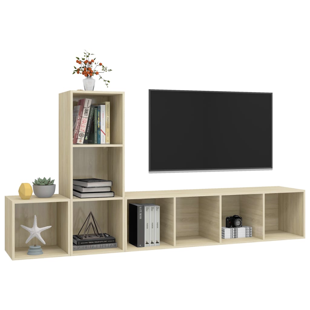 3-dijelni set TV ormarića boja hrasta sonome konstruirano drvo