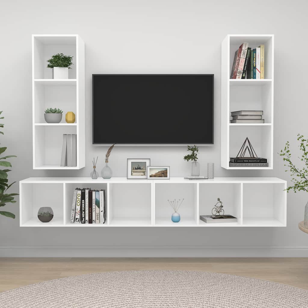 Zidni TV ormarići 4 kom bijeli od konstruiranog drva