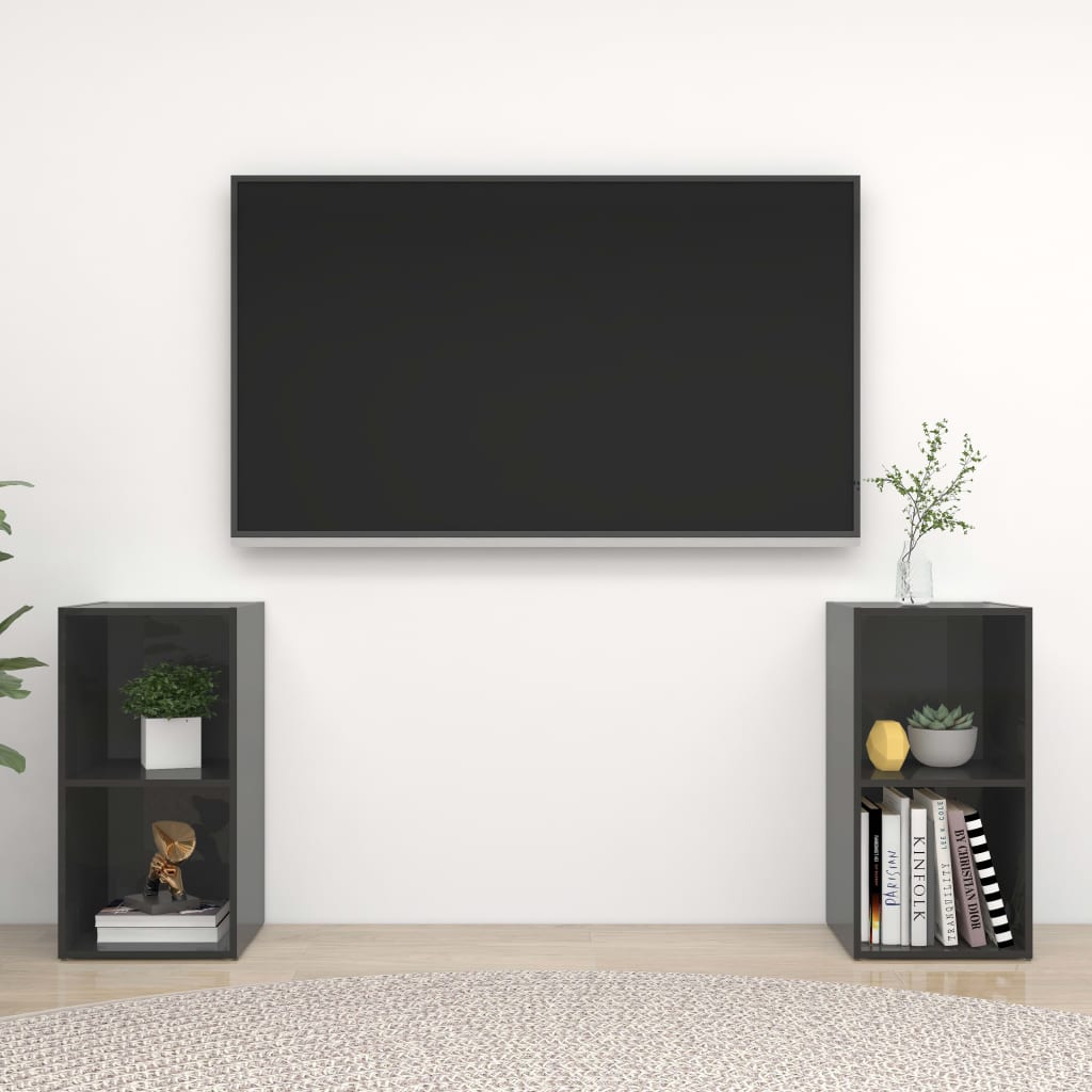 TV ormarići 2 kom sjajni sivi 72x35x36,5 cm konstruirano drvo