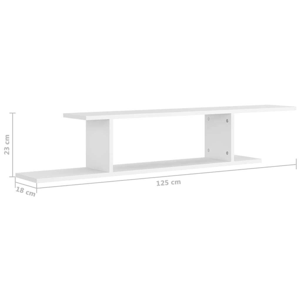 Zidna TV polica bijela 125 x 18 x 23 cm konstruirano drvo