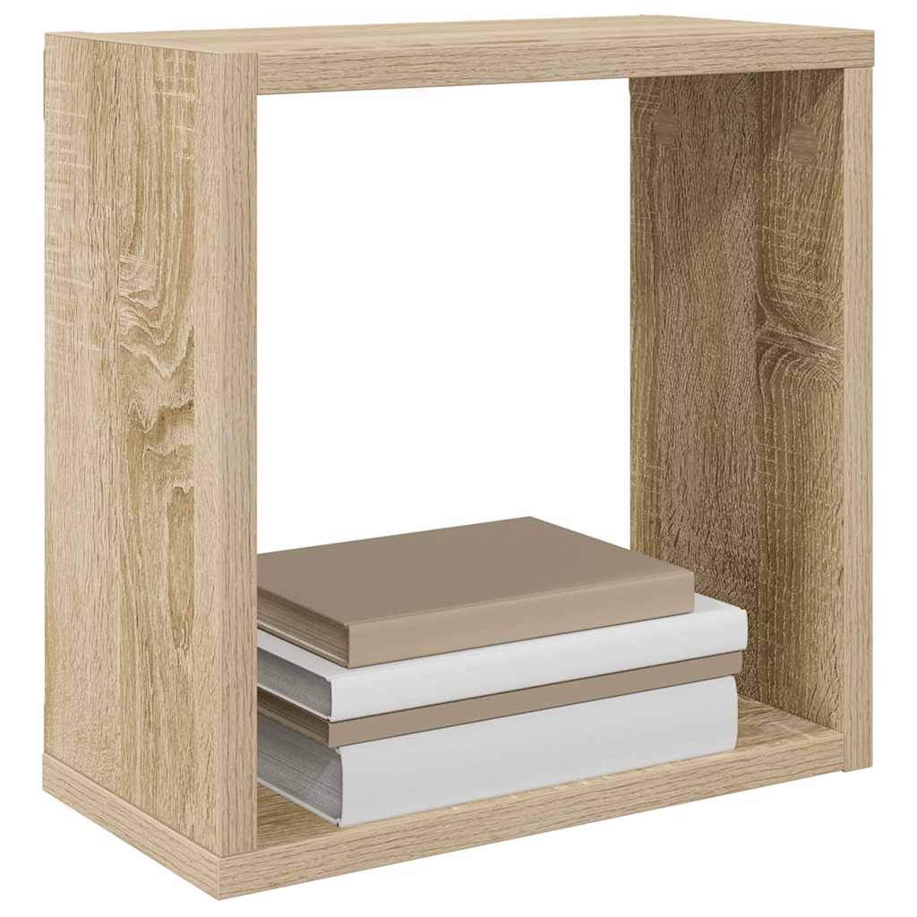 Kockaste zidne police 4 kom boja hrasta sonome 30 x 15 x 30 cm