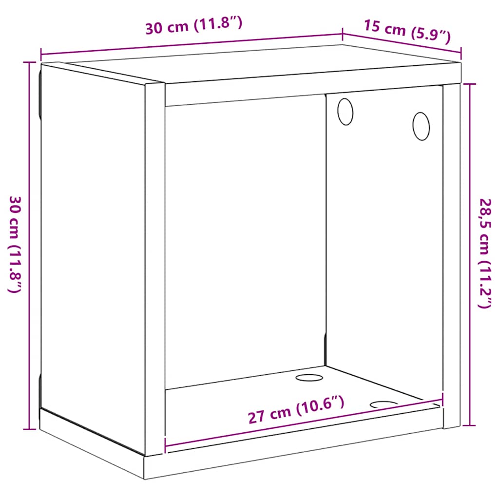 Kockaste zidne police 4 kom boja hrasta sonome 30 x 15 x 30 cm