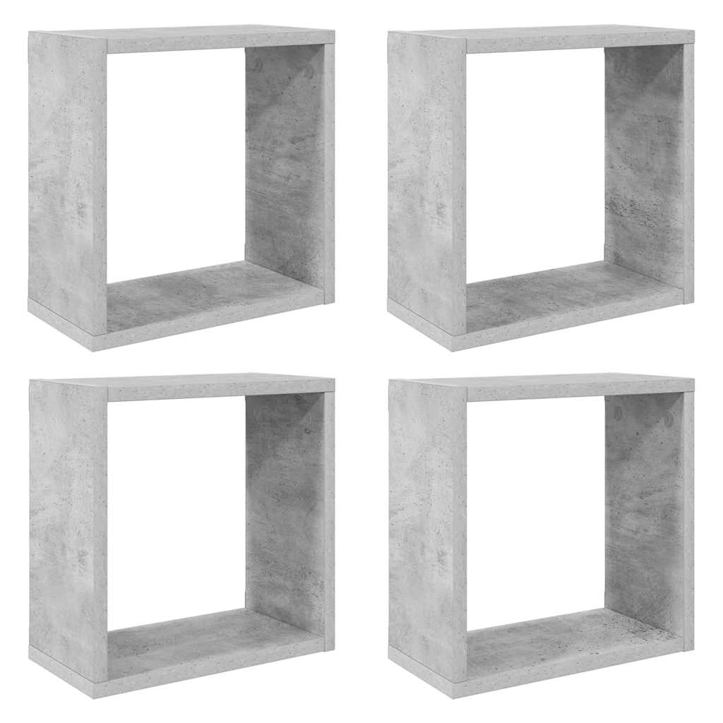 Kockaste zidne police 4 kom siva boja betona 30 x 15 x 30 cm