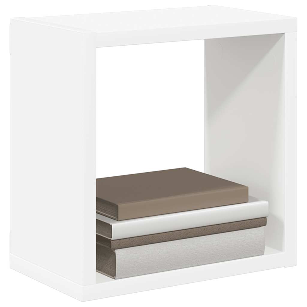 Kockaste zidne police 2 kom bijele 26 x 15 x 26 cm