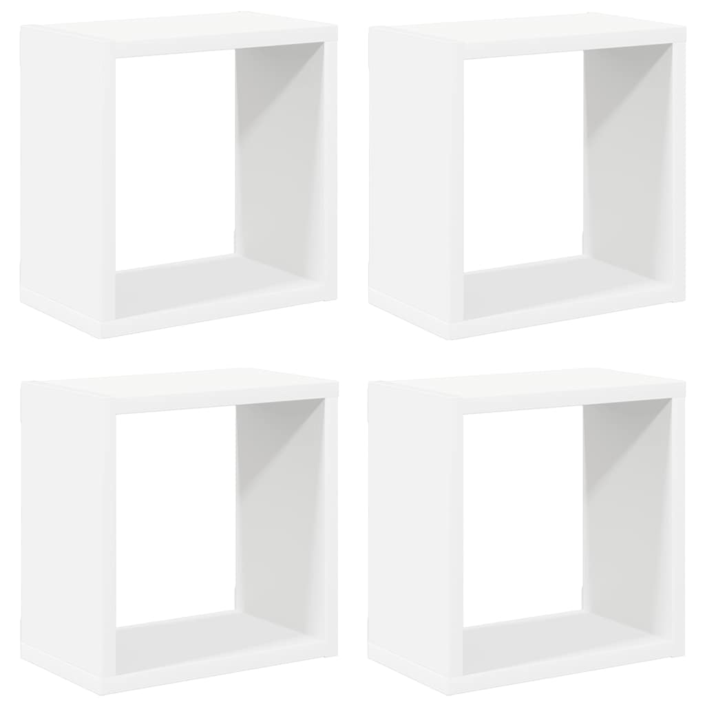 Kockaste zidne police 4 kom bijele 26 x 15 x 26 cm