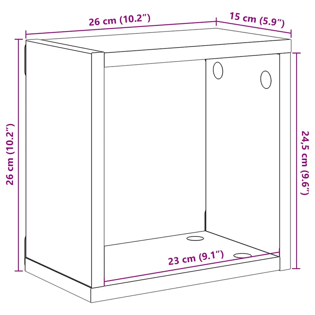Kockaste zidne police 4 kom siva boja betona 26 x 15 x 26 cm