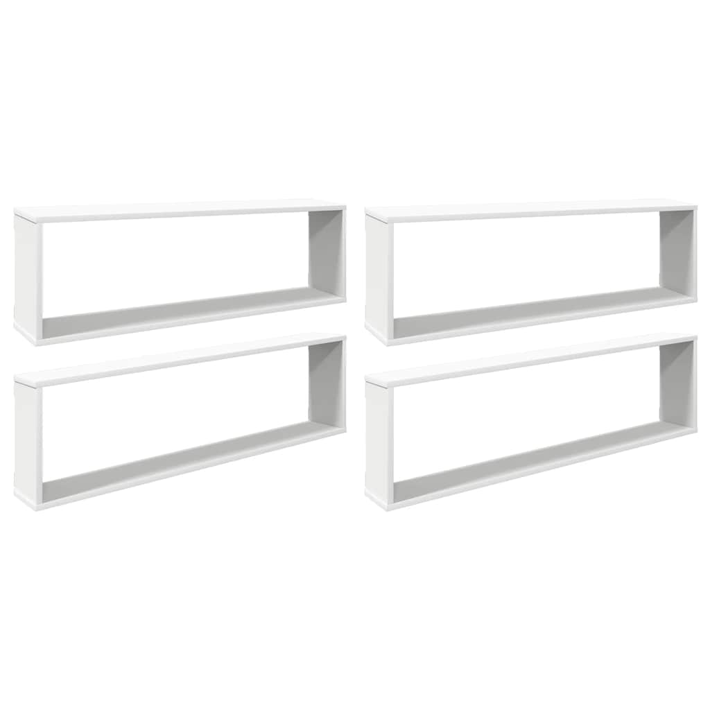 Kockaste zidne police 4 kom bijele 100 x 15 x 30 cm drvene