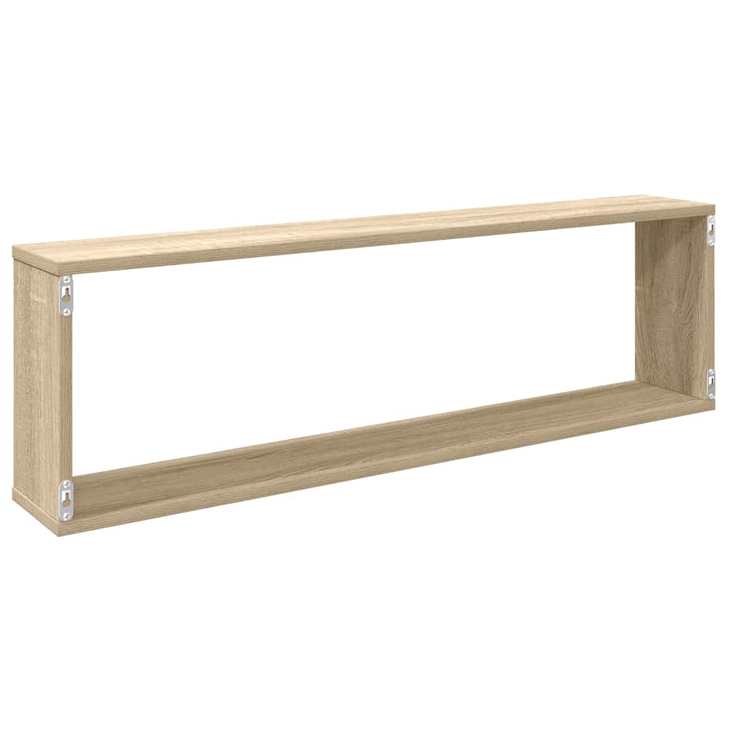 Kockaste zidne police 2 kom boja hrasta 100 x 15 x 30 cm drvene