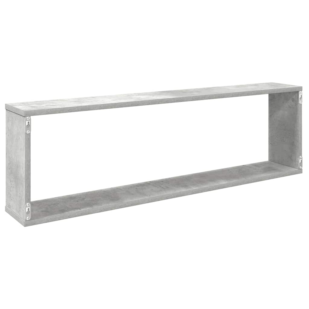 Kockaste zidne police 2 kom boja betona 100 x 15 x 30 cm drvene