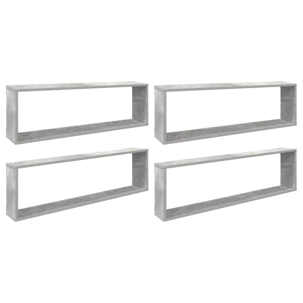 Kockaste zidne police 4 kom boja betona 100 x 15 x 30 cm drvene