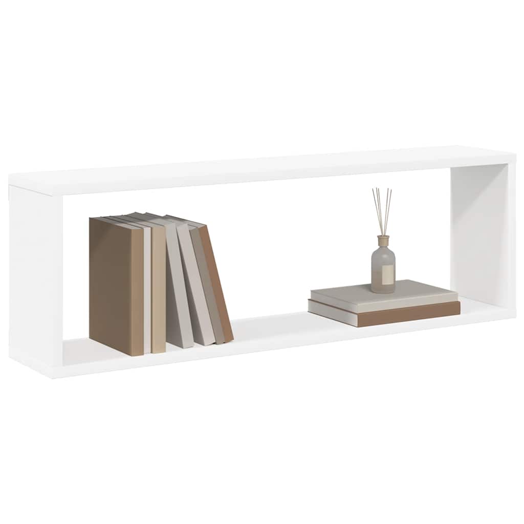 Kockaste zidne police 2 kom bijele 80 x 15 x 26,5 cm drvene