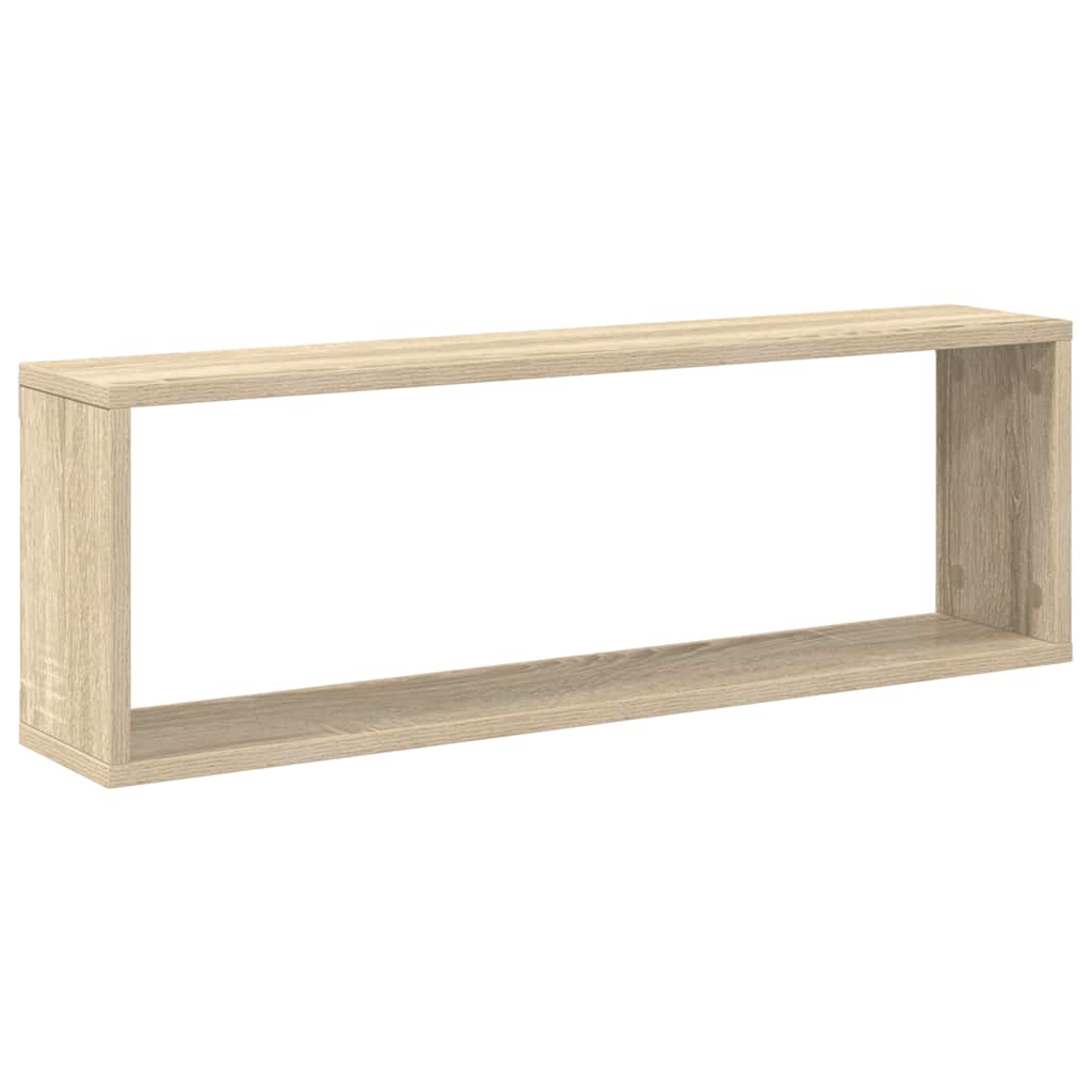 Kockaste zidne police 2 kom boja hrasta 80x15x26,5 cm drvene