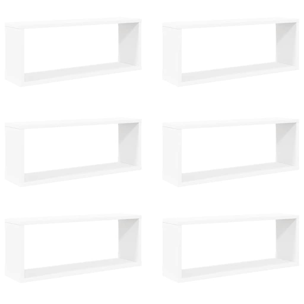 Kockaste zidne police 6 kom bijele 60 x 15 x 23 cm drvene