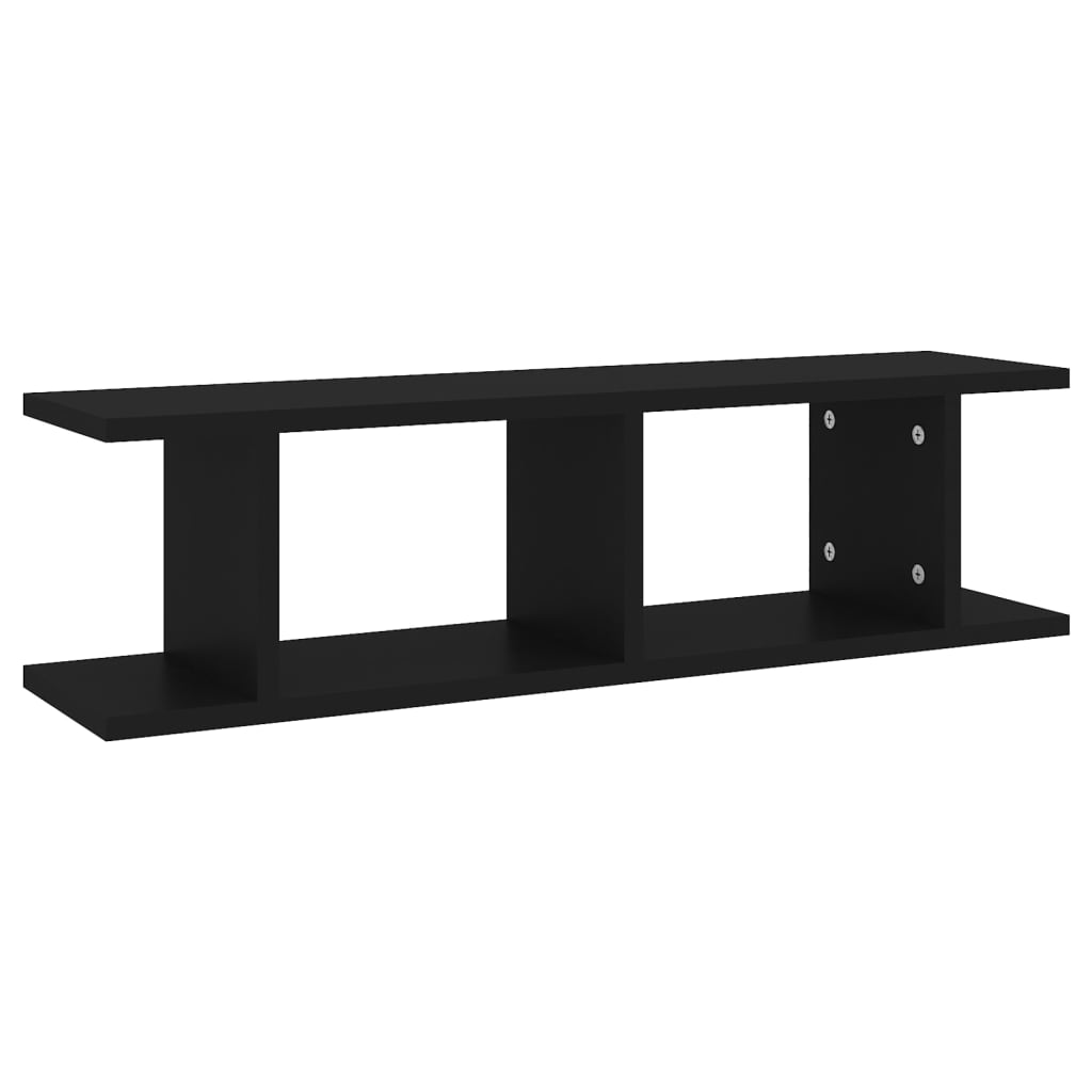 Zidne police 2 kom crne 75 x 18 x 20 cm konstruirano drvo