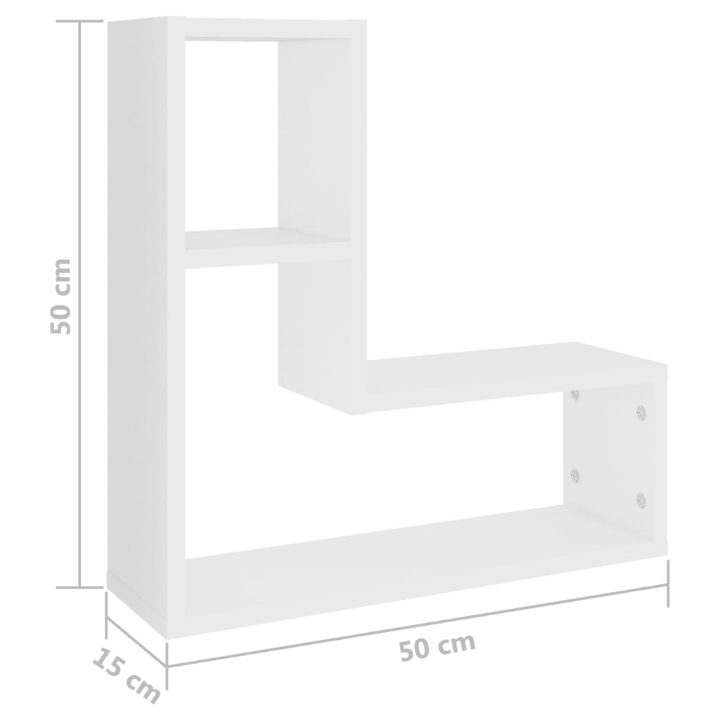 Zidne police 2 kom bijele 50 x 15 x 50 cm konstruirano drvo