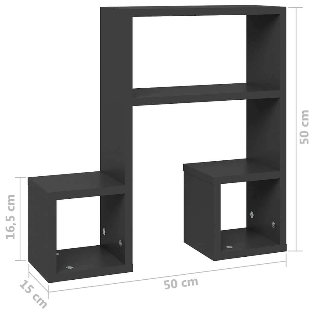 Zidne police 2 kom sive 50 x 15 x 50 cm konstruirano drvo