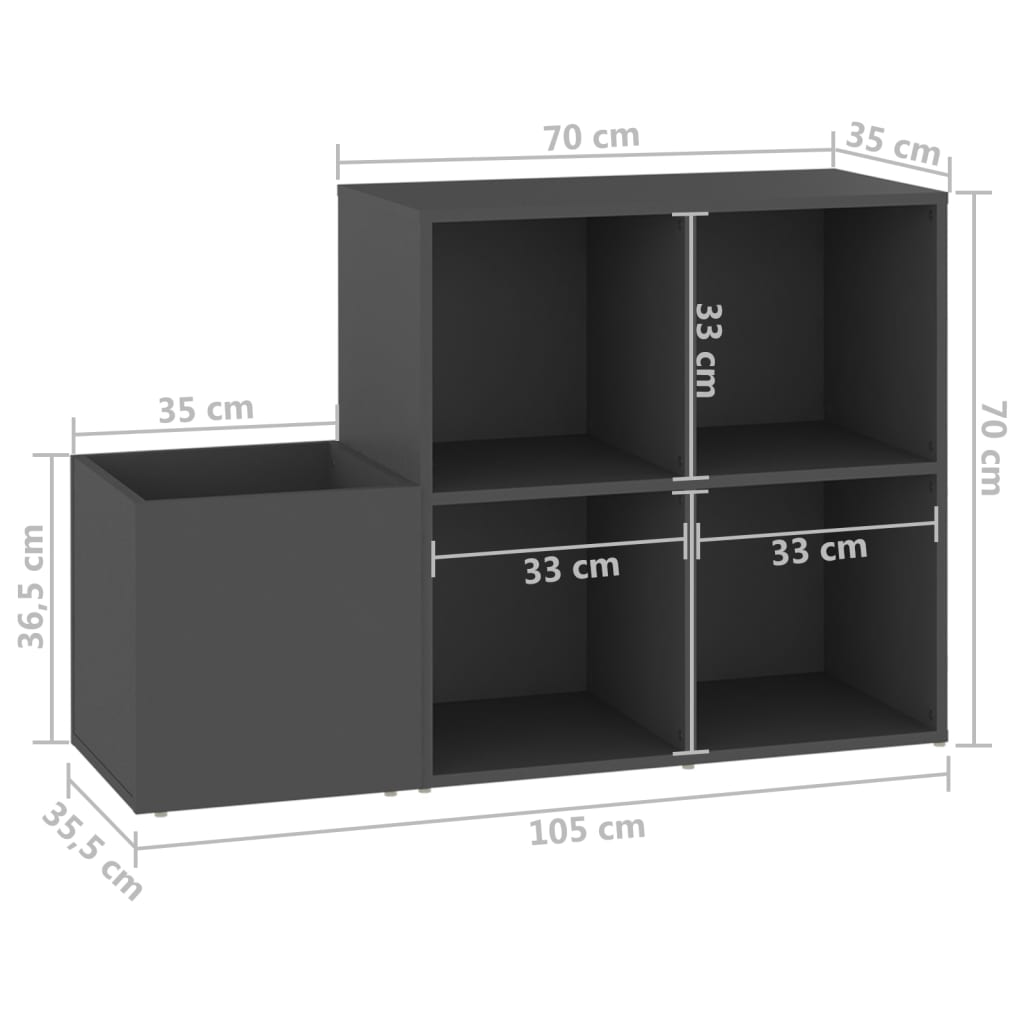 Ormarić za cipele sivi 105 x 35,5 x 70 cm konstruirano drvo