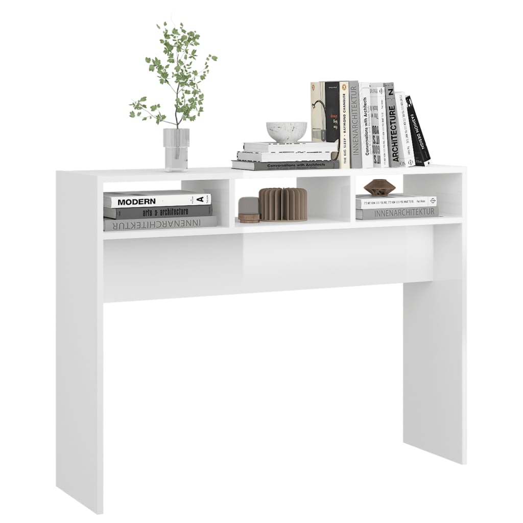 Konzolni stol visoki sjaj bijeli 105x30x80 cm konstruirano drvo