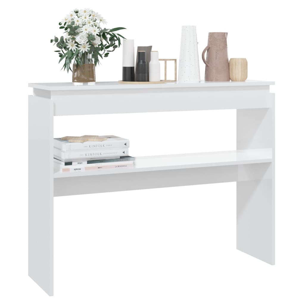 Konzolni stol visoki sjaj bijeli 102x30x80 cm konstruirano drvo