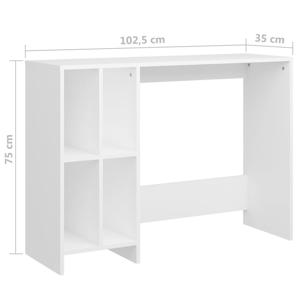 Stol za prijenosno računalo bijeli 102,5 x 35 x 75 cm drveni