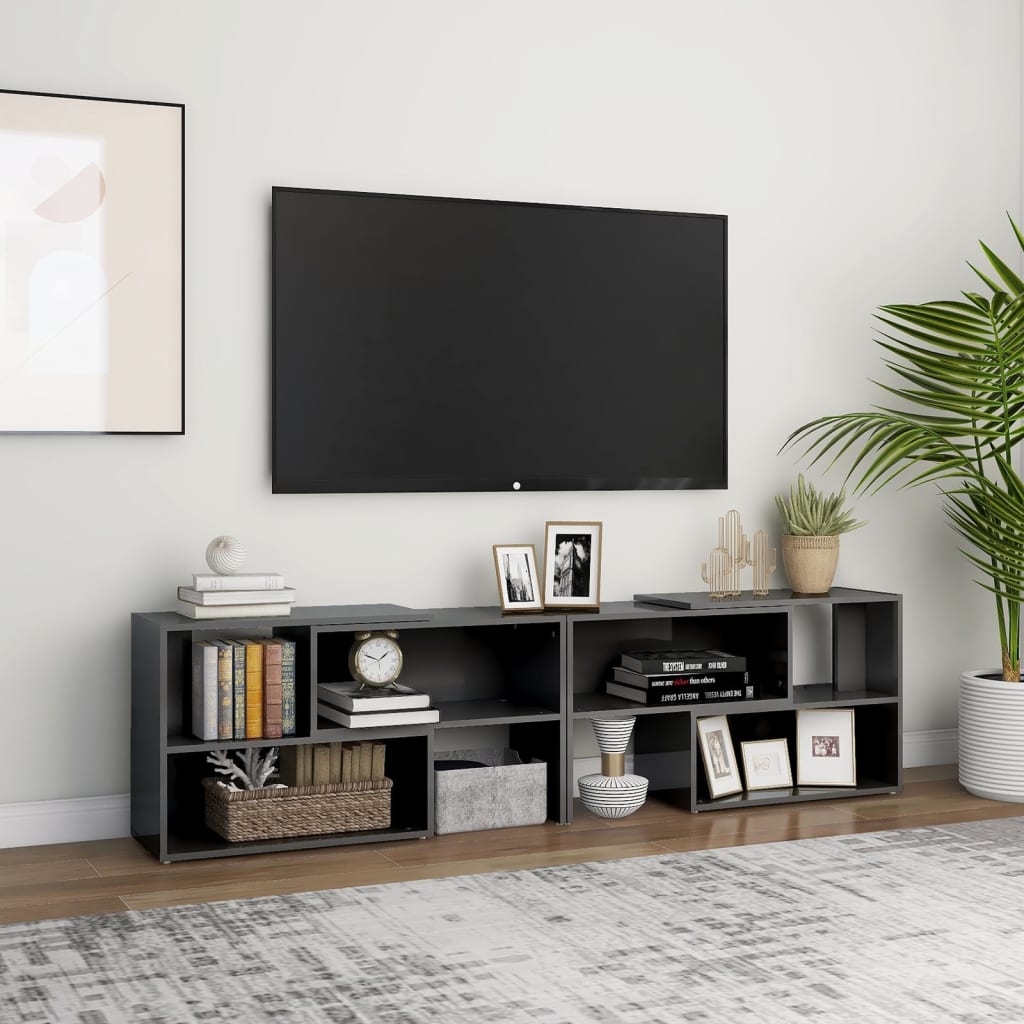 TV ormarić visoki sjaj sivi 149 x 30 x 52 cm konstruirano drvo