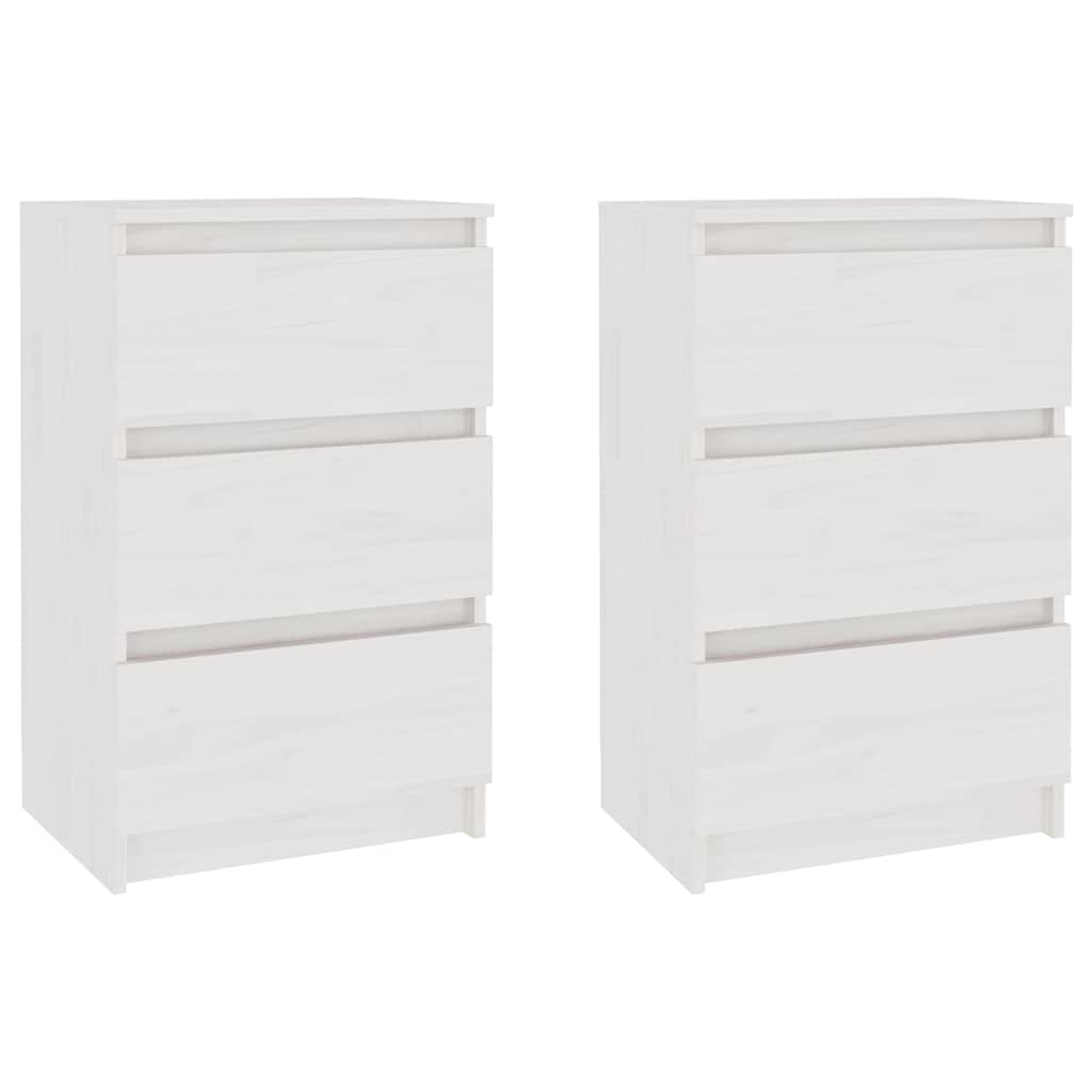 Noćni ormarići 2 kom bijeli 40 x 29,5 x 64 cm masivna borovina