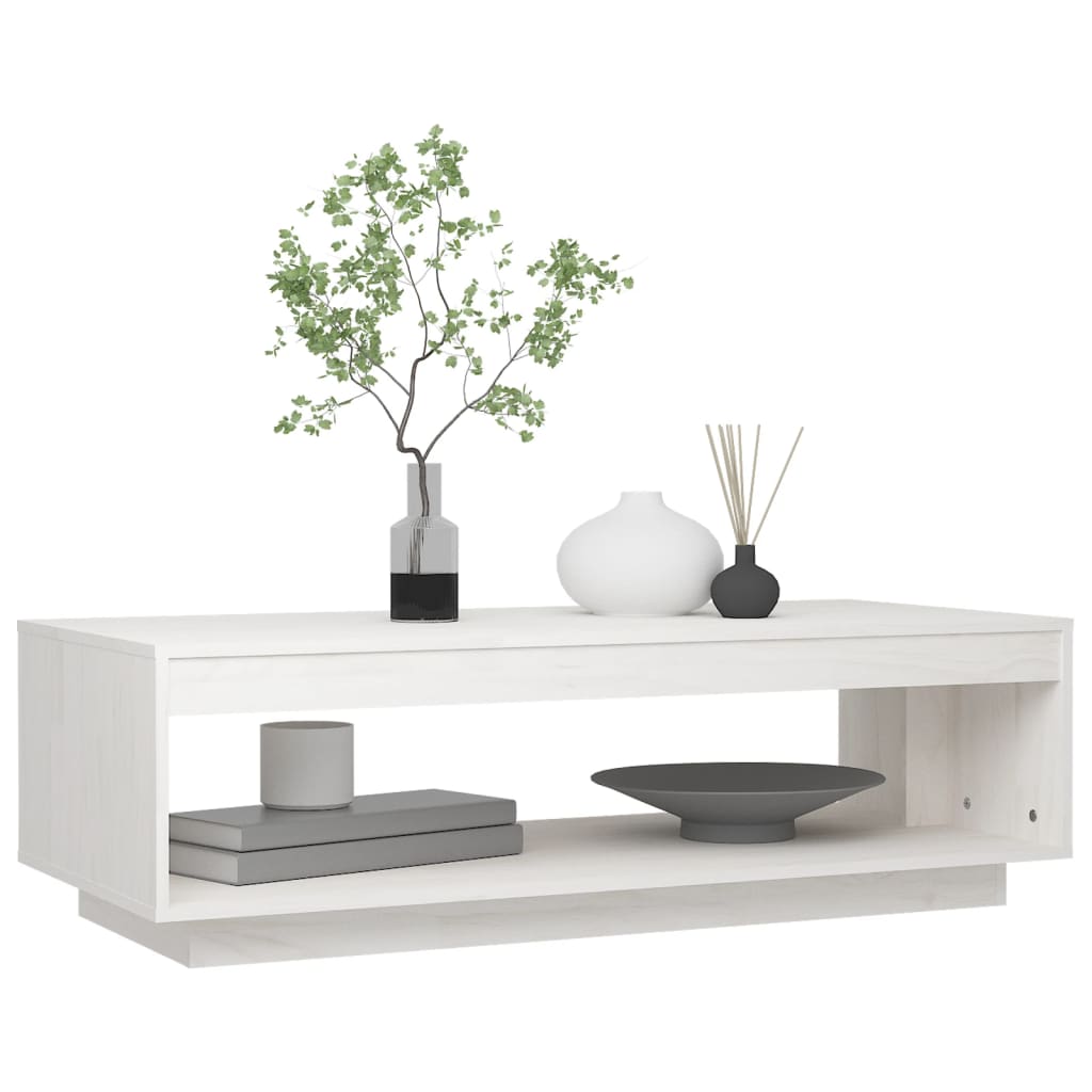 Stolić za kavu bijeli 110 x 50 x 33,5 cm od masivne borovine