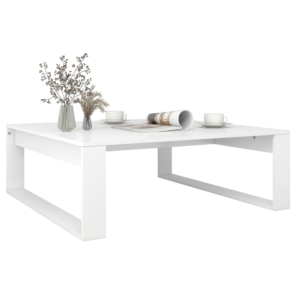 Stolić za kavu bijeli 100 x 100 x 35 cm od konstruiranog drva