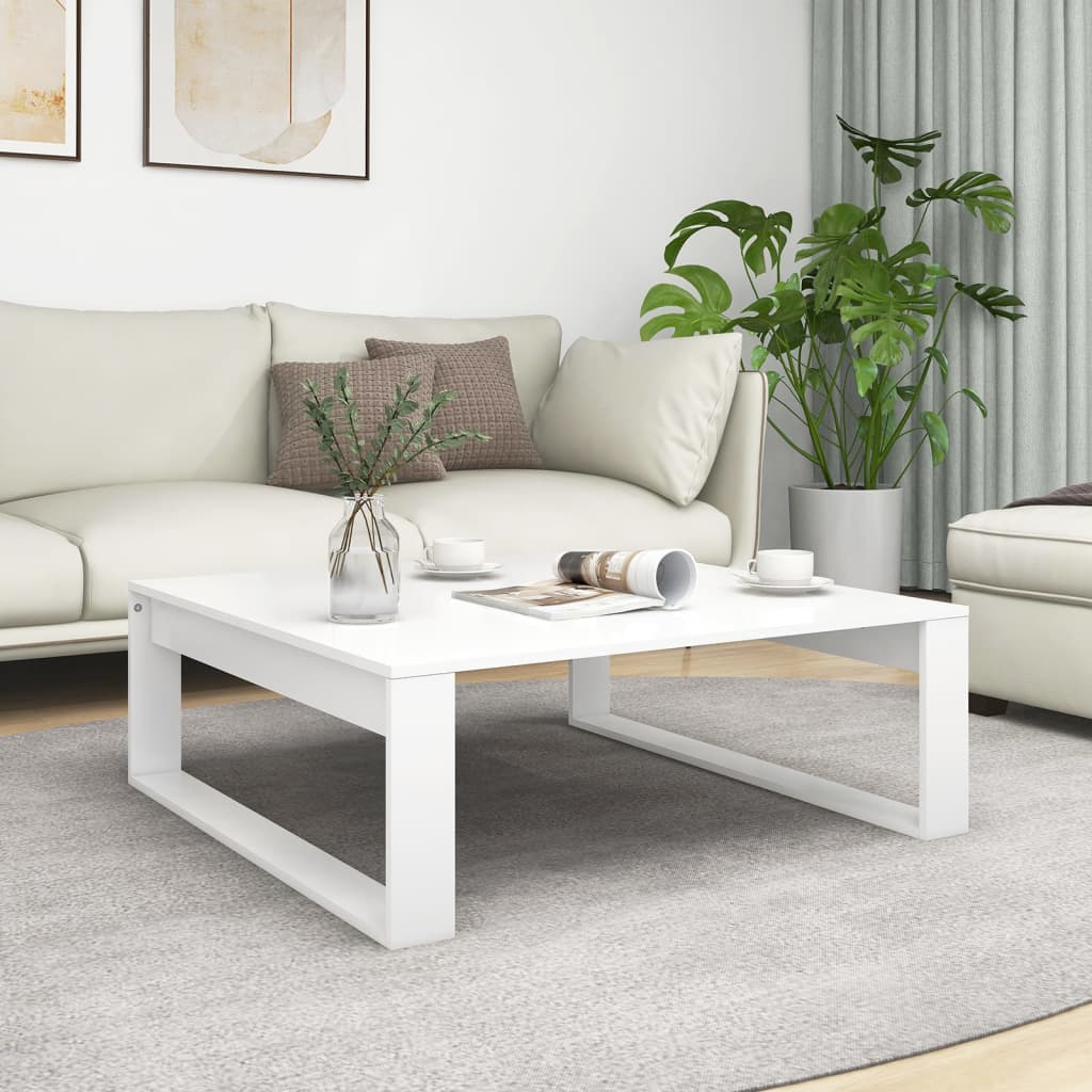 Stolić za kavu bijeli 100 x 100 x 35 cm od konstruiranog drva