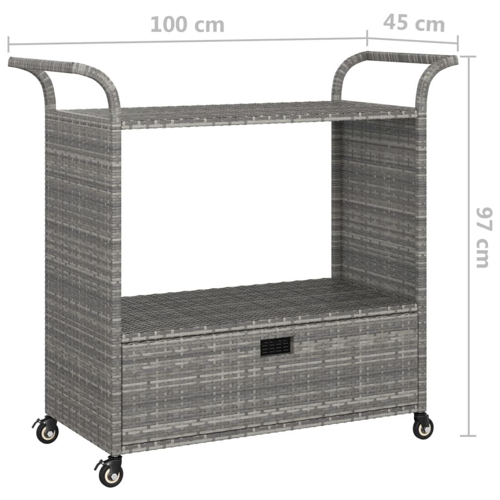 Barska kolica s ladicom siva 100 x 45 x 97 cm od poliratana
