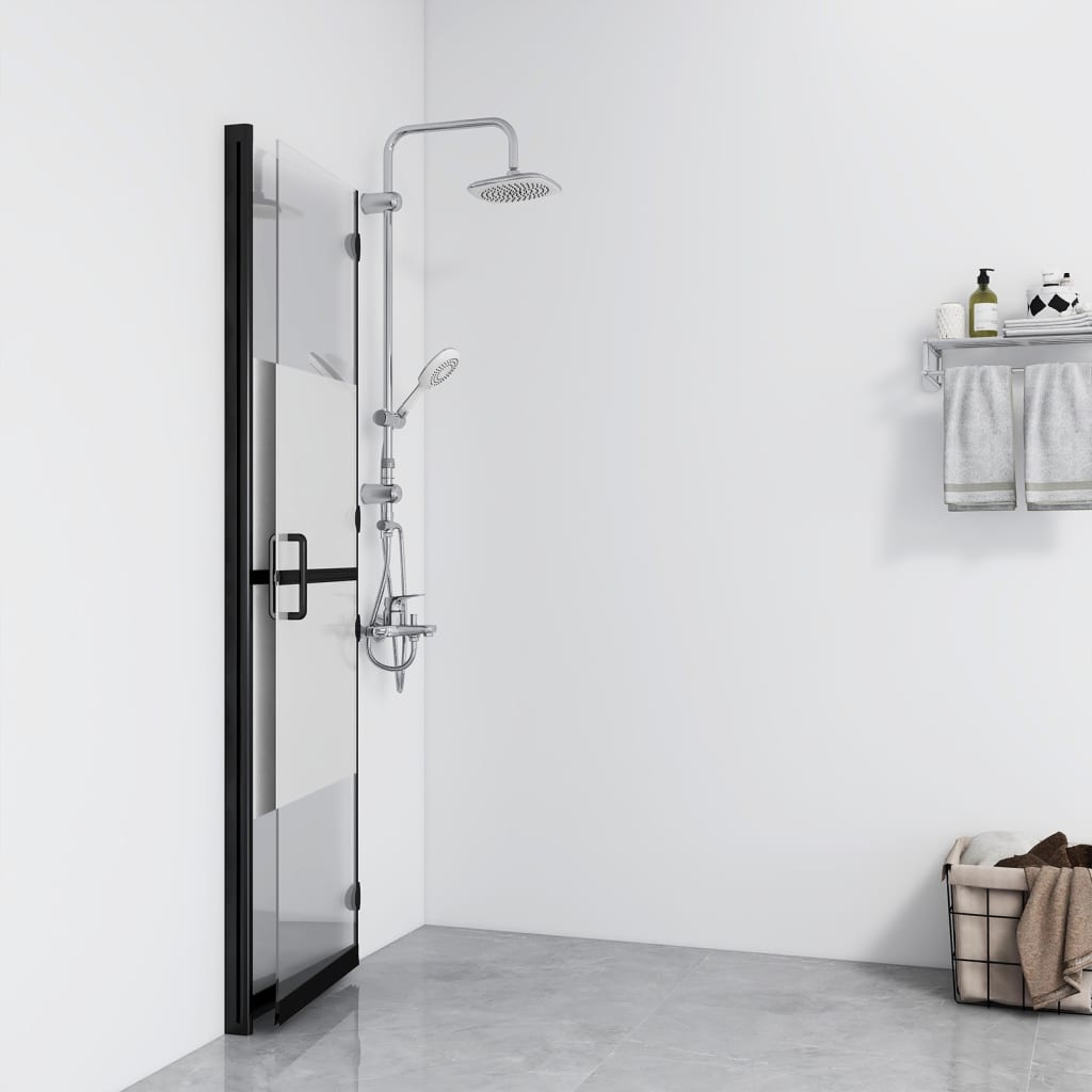Sklopiva pregrada za tuš napola matirano ESG staklo 90 x 190 cm