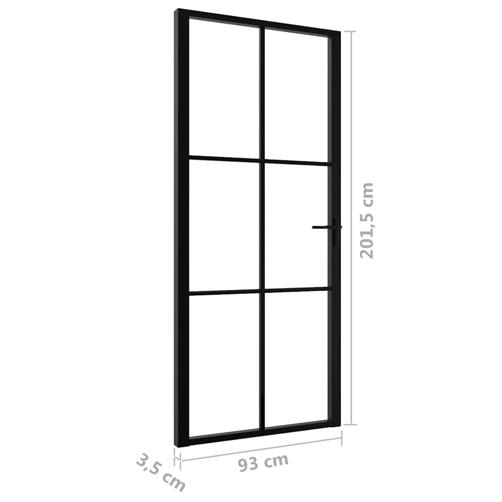 Sobna vrata od stakla ESG i aluminija 93 x 201,5 cm crna