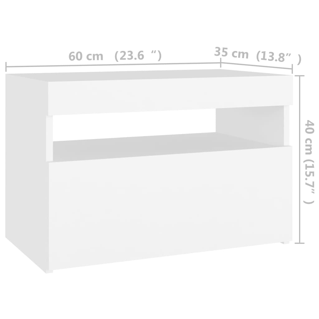 Noćni ormarić LED svjetla visoki sjaj bijeli 60x35x40 cm drvo