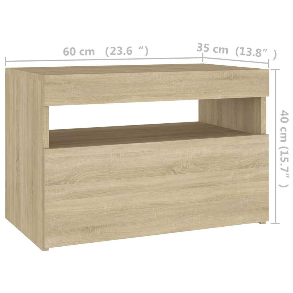 Noćni ormarić LED boja hrasta sonome 60 x 35 x 40 cm drveni