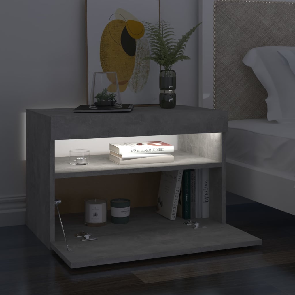 Noćni ormarić LED 2 kom siva boja betona 60x35x40 cm od iverice