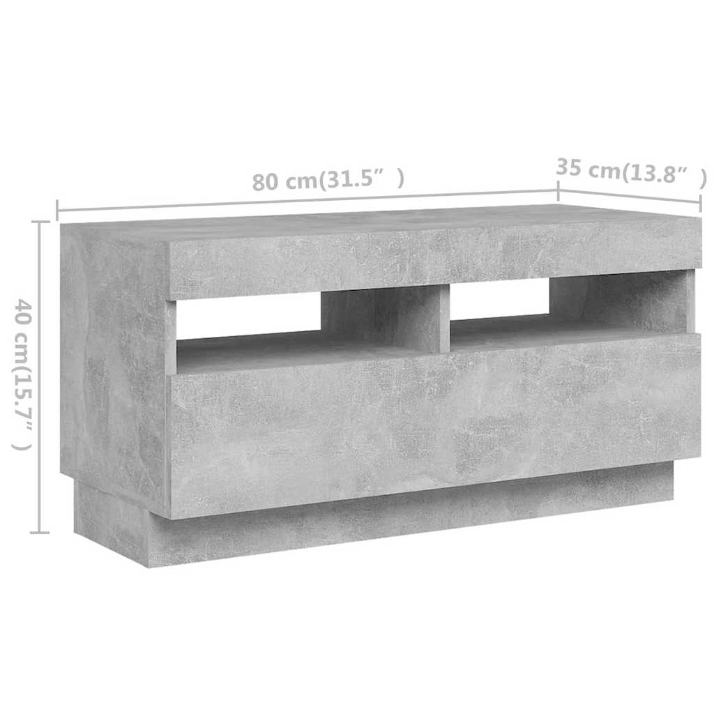 TV ormarić s LED svjetlima siva boja betona 180 x 35 x 40 cm
