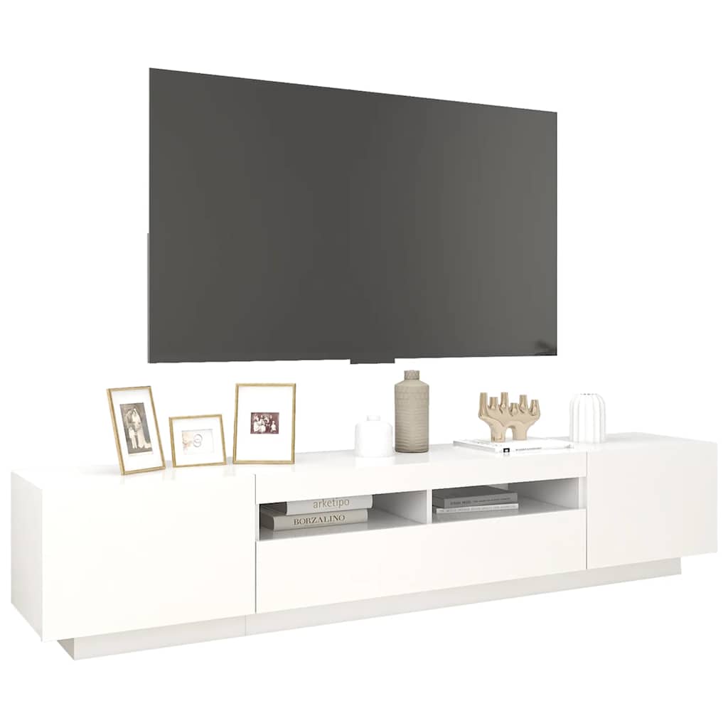 TV ormarić s LED svjetlima bijeli 200 x 35 x 40 cm