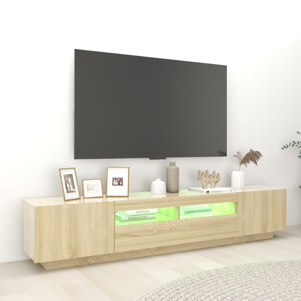 TV ormarić s LED svjetlima boja hrasta sonome 200 x 35 x 40 cm