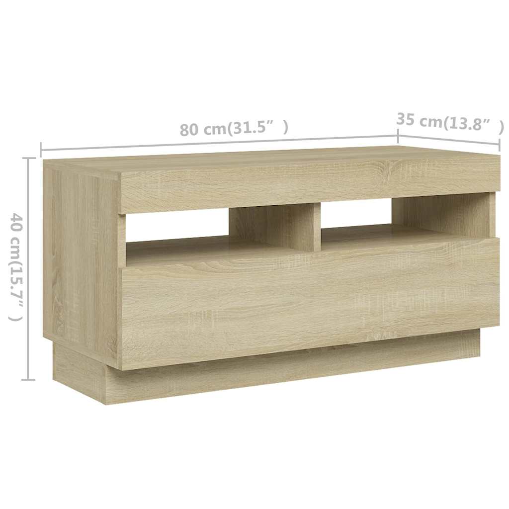 TV ormarić s LED svjetlima boja hrasta sonome 260 x 35 x 40 cm