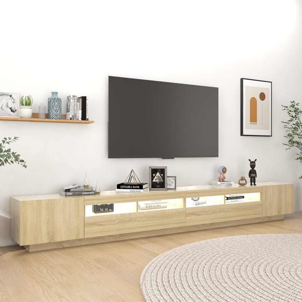TV ormarić s LED svjetlima boja hrasta sonome 300 x 35 x 40 cm