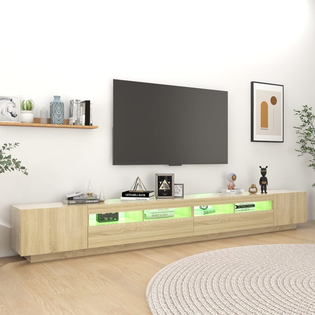TV ormarić s LED svjetlima boja hrasta sonome 300 x 35 x 40 cm
