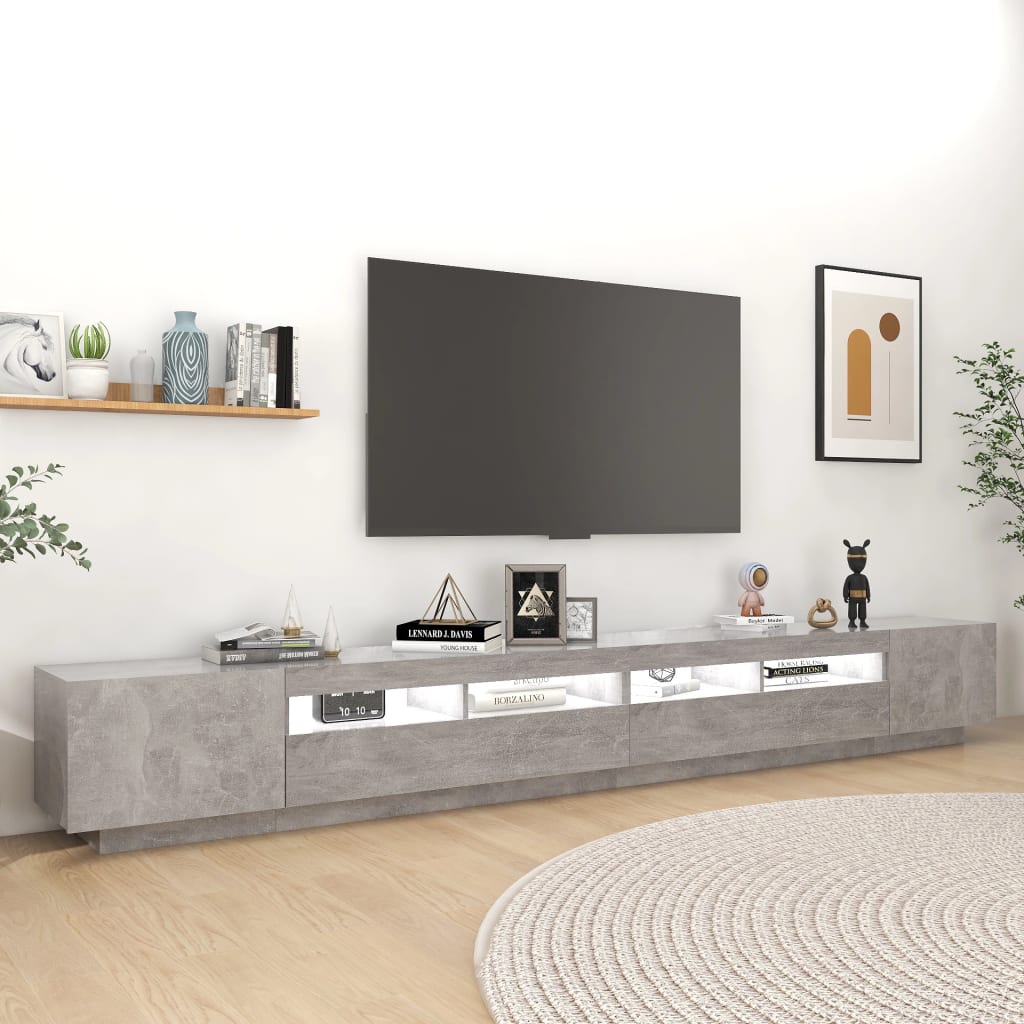 TV ormarić s LED svjetlima siva boja betona 300 x 35 x 40 cm