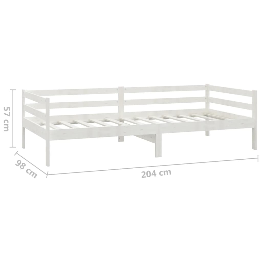 Dnevni ležaj od masivne borovine bijeli 90 x 200 cm