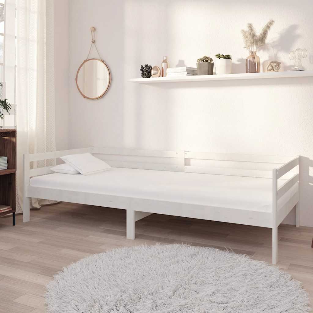 Dnevni ležaj od masivne borovine bijeli 90 x 200 cm