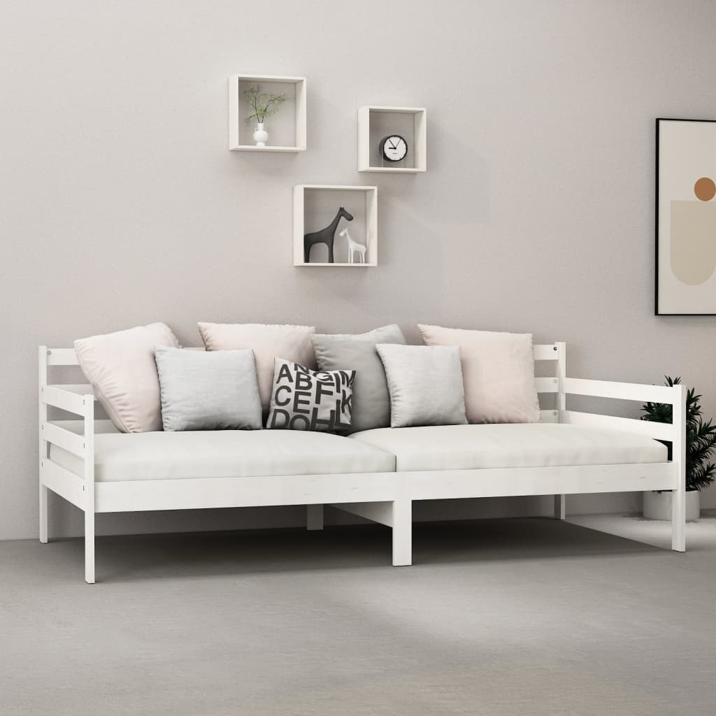 Dnevni ležaj od masivne borovine bijeli 90 x 200 cm