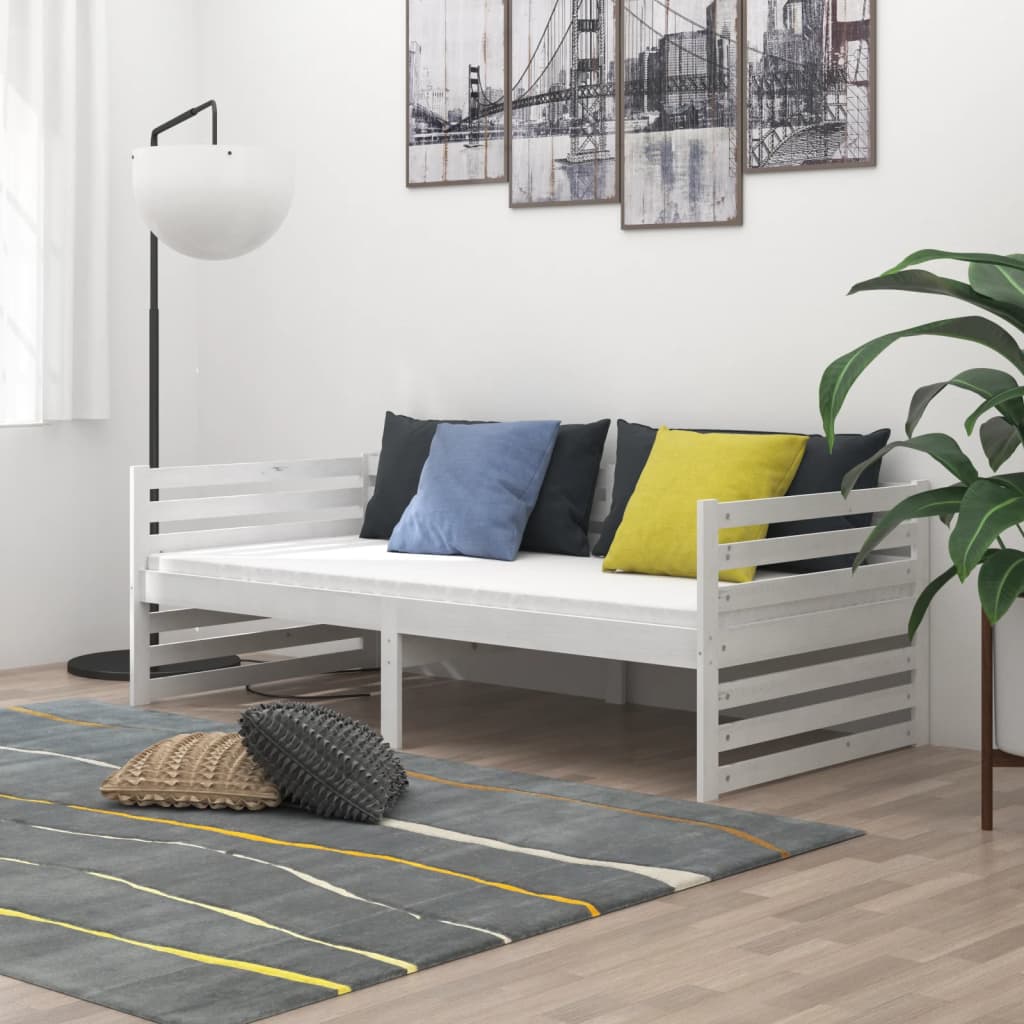 Dnevni ležaj od masivne borovine bijeli 90 x 200 cm