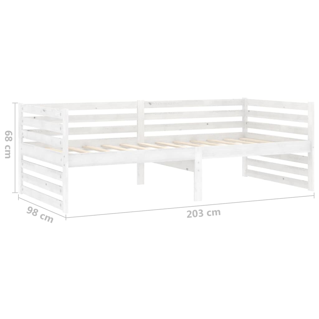 Dnevni ležaj od masivne borovine bijeli 90 x 200 cm