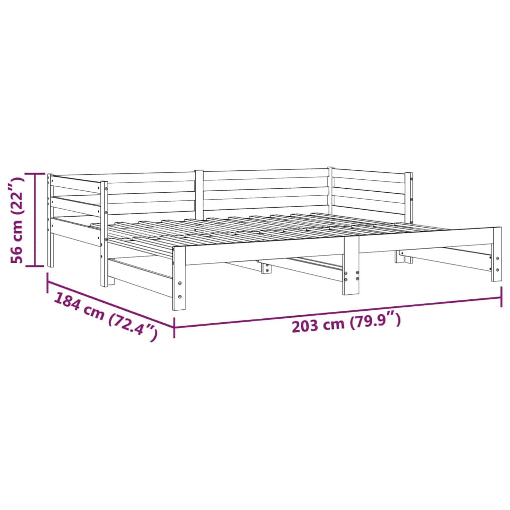 Dnevni krevet na izvlačenje 2 x (90 x 200) cm masivna borovina