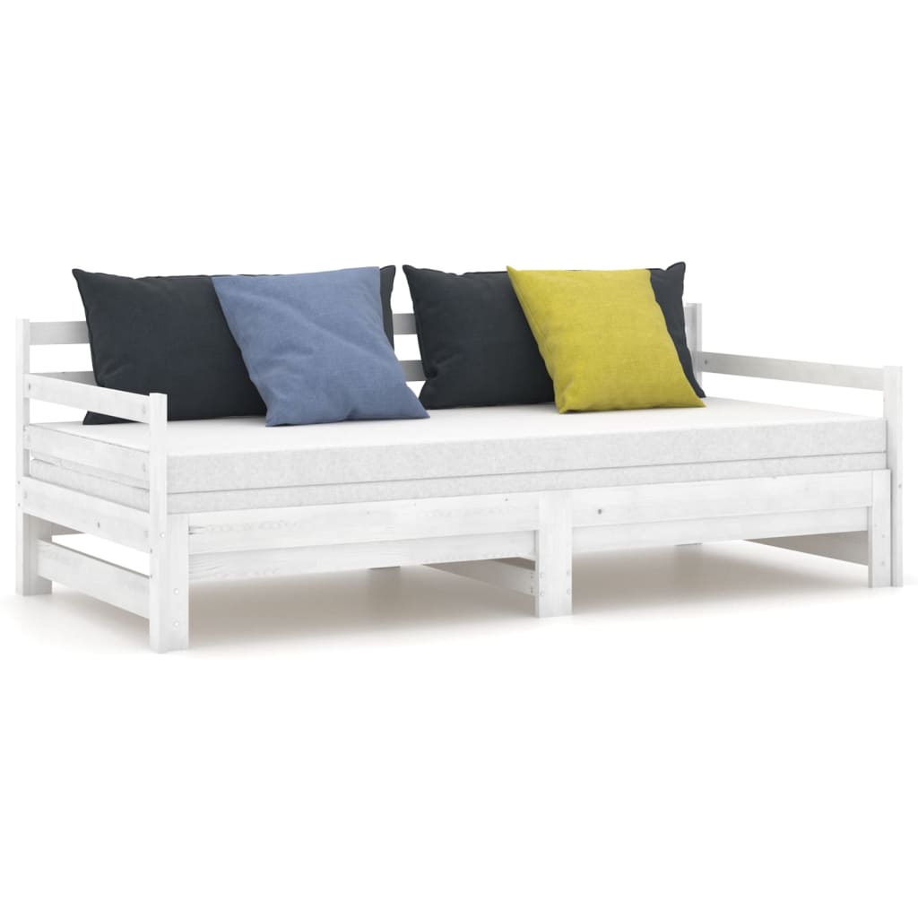 Dnevni ležaj na izvlačenje bijeli od borovine 2 x (90 x 200) cm